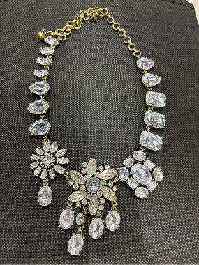 Gold-Tone Clear Crystal Floral Statement Necklace - Women Jewelry